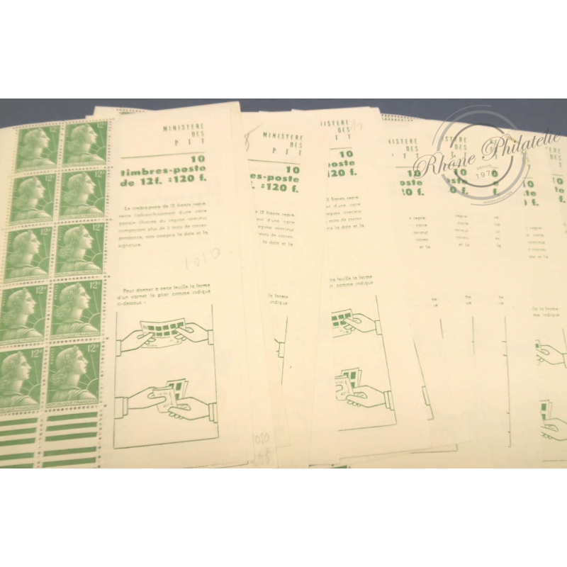LOT 15 CARNETS 1010-C 1 TYPE MARIANNE DE MULLER 10 TIMBRES POSTE, 1955-59