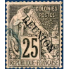 REUNION N°24 TIMBRE DES COLONIES FRANCAISES SURCHARGÉ, OBLITÉRÉ 1891