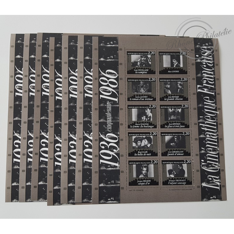 LOT DE 44 BLOCS N°9 CINQUENTENAIRE DE LA CINEMATHEQUE FRANCAISE, FACIALE 147€