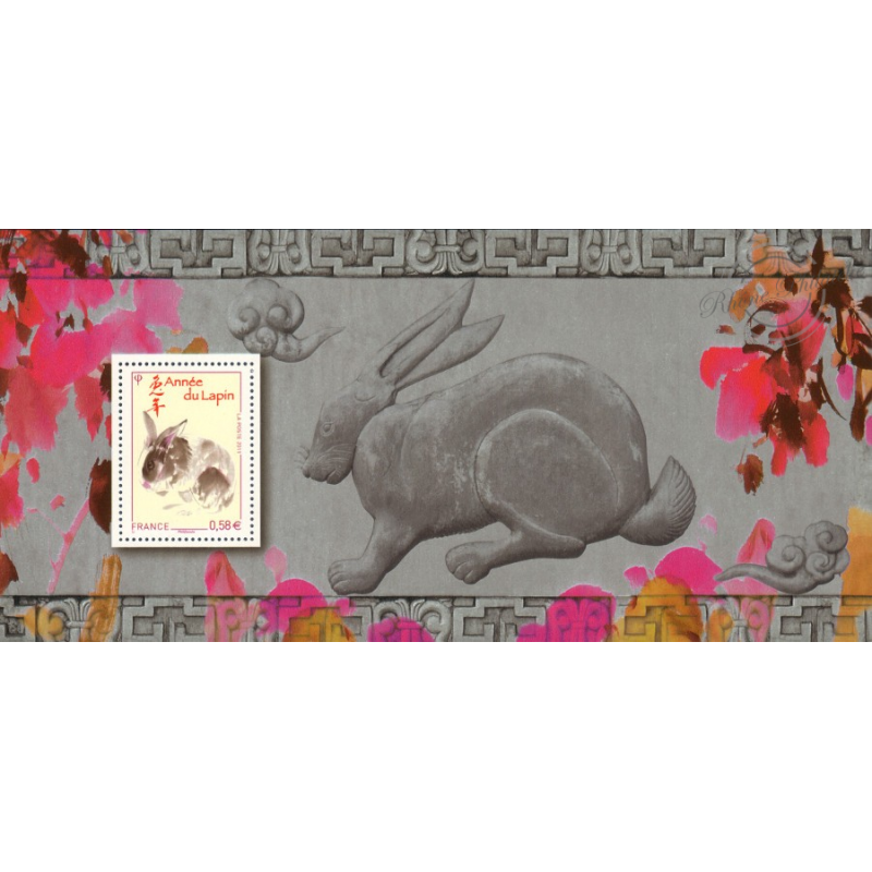 LOT DE 10 BLOCS SOUVENIRS N°_57 ANNEE DU LAPIN 2011 BLISTER FERME