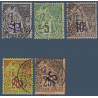 DIEGO SUAREZ N°_1 A 5 TYPE ALPHÉE DUBOIS SURCHARGÉS, TIMBRES OBLITÉRÉS 1890