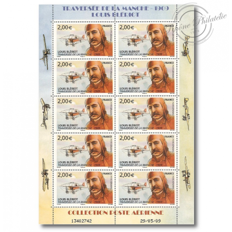 POSTE AÉRIENNE N° 72 LOUIS BLERIOT ANNÉE 2009 LUXE FEUILLE DE 10 TIMBRES NEUFS**