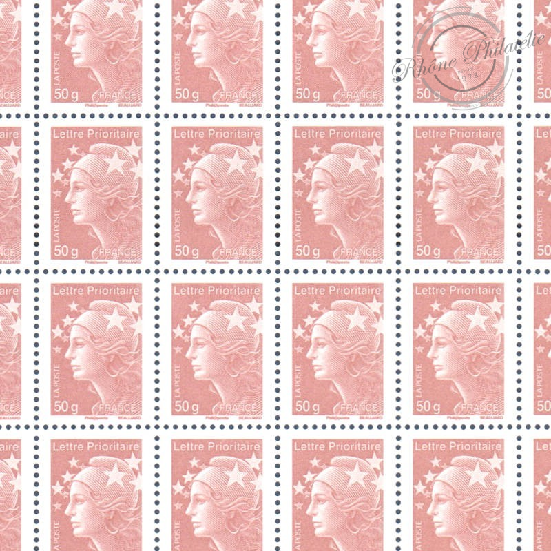 FEUILLE TIMBRES POSTE No4569 MARIANNE DE BEAUJARD (2011) LILAS BRUN LETTRE 50G