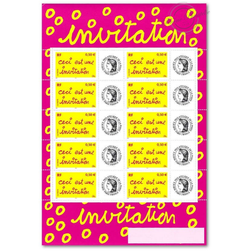 FEUILLE N°F3636Aa TIMBRES PERSOS GOMME MATE"CECI EST UNE INVITATION" CÉRÈS 2004