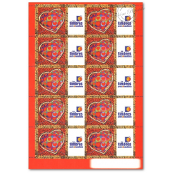 FEUILLE TIMBRES SAINT-VALENTIN "COEURS SCHERRER" (F3861A) AVEC VIGNETTE TIMBRES PERSONNALISéS
