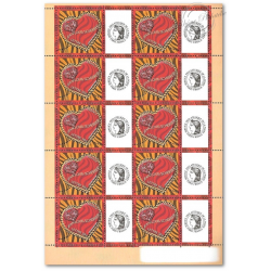 FEUILLE TIMBRES SAINT-VALENTIN "COEURS SCHERRER" (3862A) AVEC VIGNETTE CERES