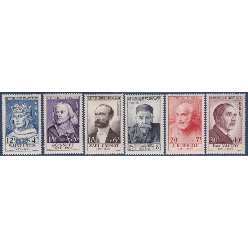 TIMBRES POSTE N°989-994 NEUFS* 1954 SERIE SURTAXES