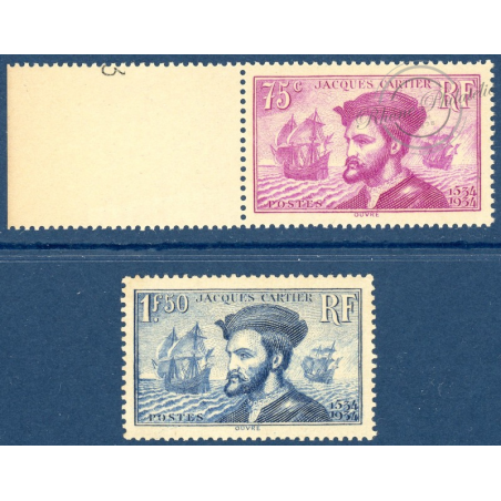 N°296-297 JACQUES CARTIER TIMBRES NEUFS ** 1934