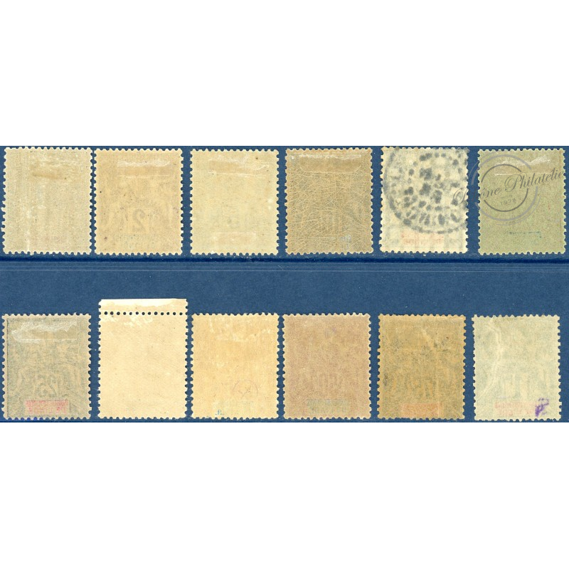 INDE N°1 A 13 TIMBRES POSTE TYPE SAGE AVEC CHARNIERE (INCOMPLET), 1892