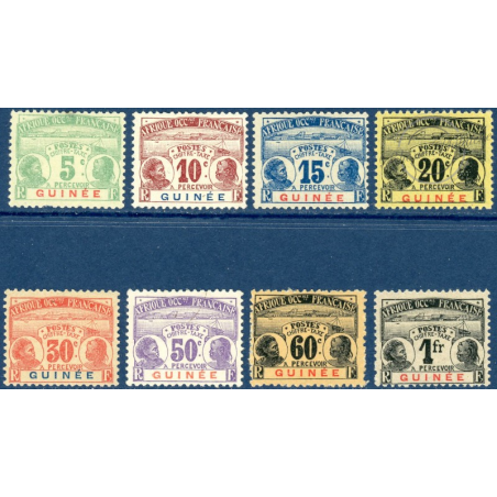 GUINEE N°8 A 15 TIMBRES TAXE NEUFS*, 1906-08