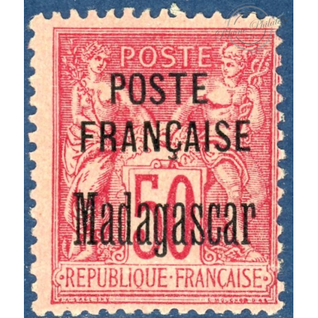 MADAGASCAR N°19 TIMBRE TYPE SAGE DE 1876-92 SURCHARGÉ, NEUFS* 1895