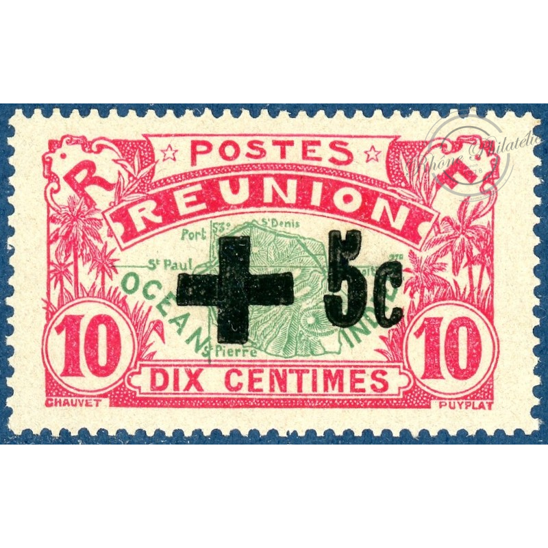 REUNION N°80, CROIX-ROUGE, TIMBRE-POSTE NEUF*, 1915