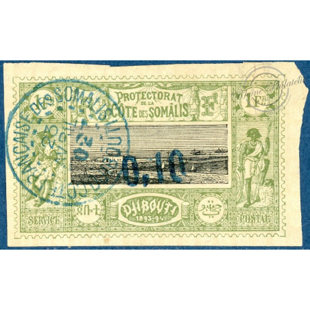 COTE DES SOMALIS N°24 OBLITÉRÉ, TIMBRE DE 1894 SURCHARGÉ