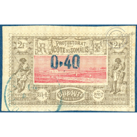 COTE DES SOMALIS N°25 OBLITÉRÉ, TIMBRE DE 1894 SURCHARGÉ