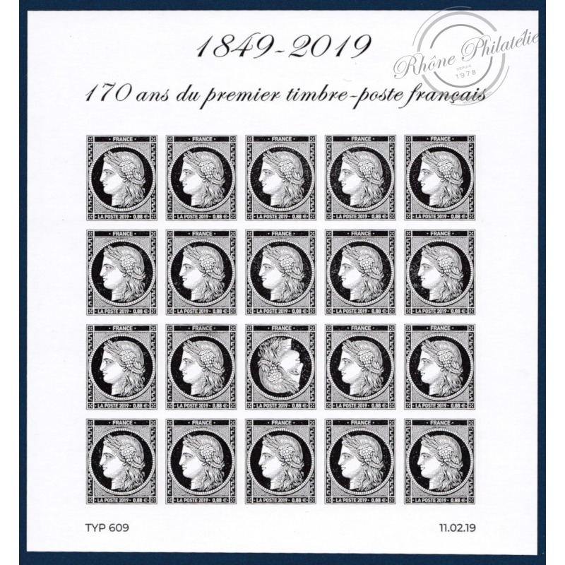 FEUILLET F5305 , 170 ANS DU PREMIER TIMBRE FRANCAIS, CERES NON DENTELÉS 0.88€ 2019