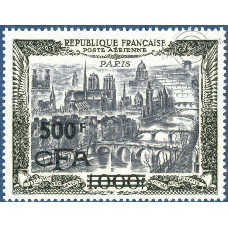 RÉUNION POSTE AÉRIENNE N°51, VUE STYLISÉE PARIS SURCHARGÉ, NEUF**, 1951