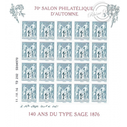 BLOC FEUILLET TIMBRES FRANCE F5094 TIMBRES 140 ANS DU TYPE SAGE ANNEE 2016