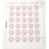 FEUILLE TIMBRES POSTE AUTOADHESIFS 649 COEURS 2012 PATCH D'AMOUR ADELINE ANDRE