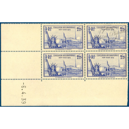 FRANCE N° 426 EXPOSITION NEW YORK, COIN DATE, 1939, TIMBRES NEUFS