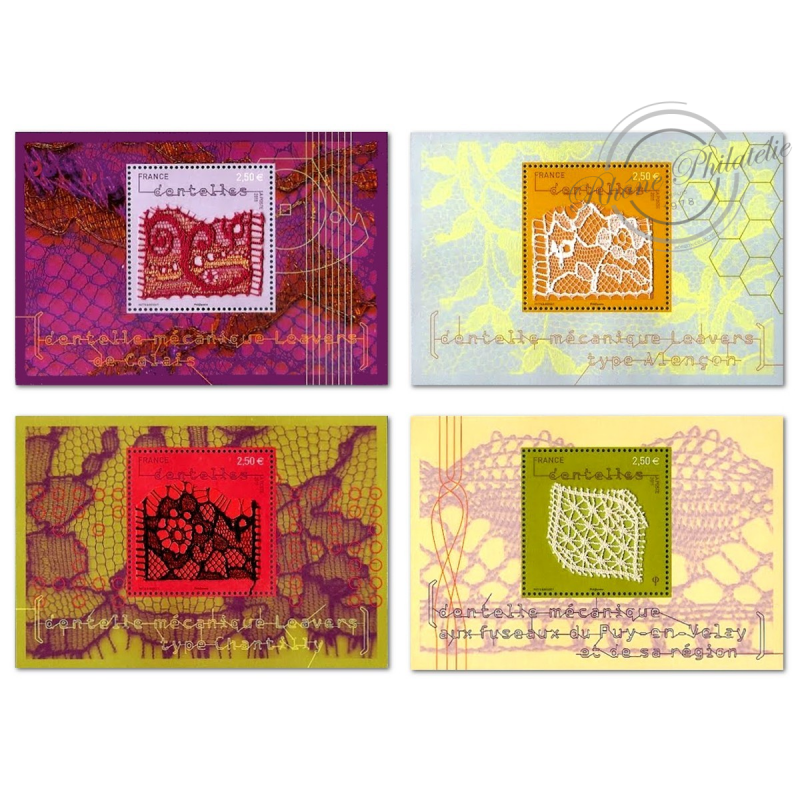LOT DE 10 FEUILLETS F4600 à F4603 "DENTELLE MECANIQUE" (2011) TIMBRES NEUFS**
