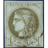 FRANCE N° 39C TYPE CÉRÈS OLIVE, TIMBRE OBLITÉRÉ ,1870