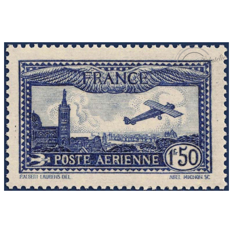 FRANCE PA N°6 AVION SURVOLANT MARSEILLE, TIMBRE LUXE, 1930