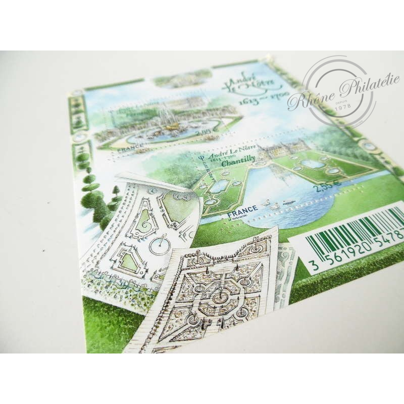 LOT DE 9 FEUILLET N°F4751 , ANDRE LE NOTRE, FACIALE 45€, ANNEE 2013