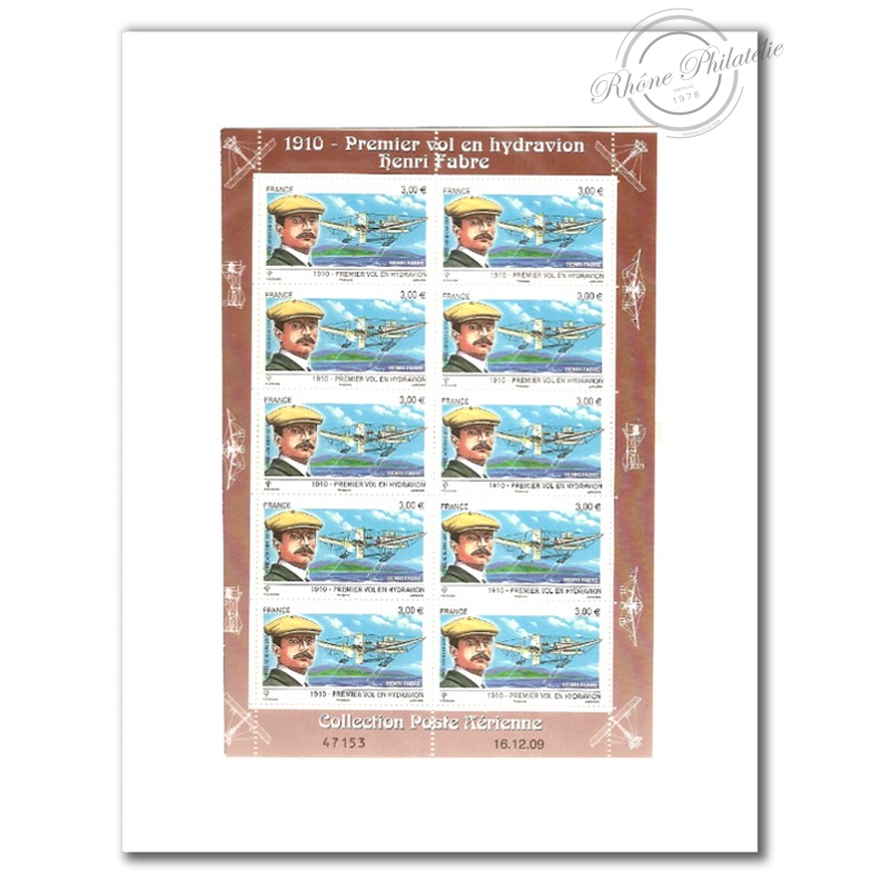 POSTE AÉRIENNE N° 73 HYDRAVION 2010 LUXE COLLECTOR FEUILLE DE 10 TIMBRES NEUFS**