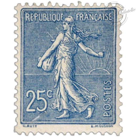 FRANCE N° 132 TYPE SEMEUSE LIGNÉE 25C BLEU, TIMBRE NEUF**1903