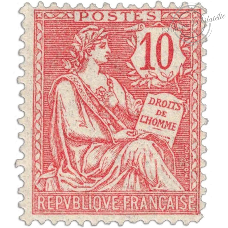 FRANCE N° 124 TYPE MOUCHON 10 C ROSE, TIMBRE NEUF, 1902