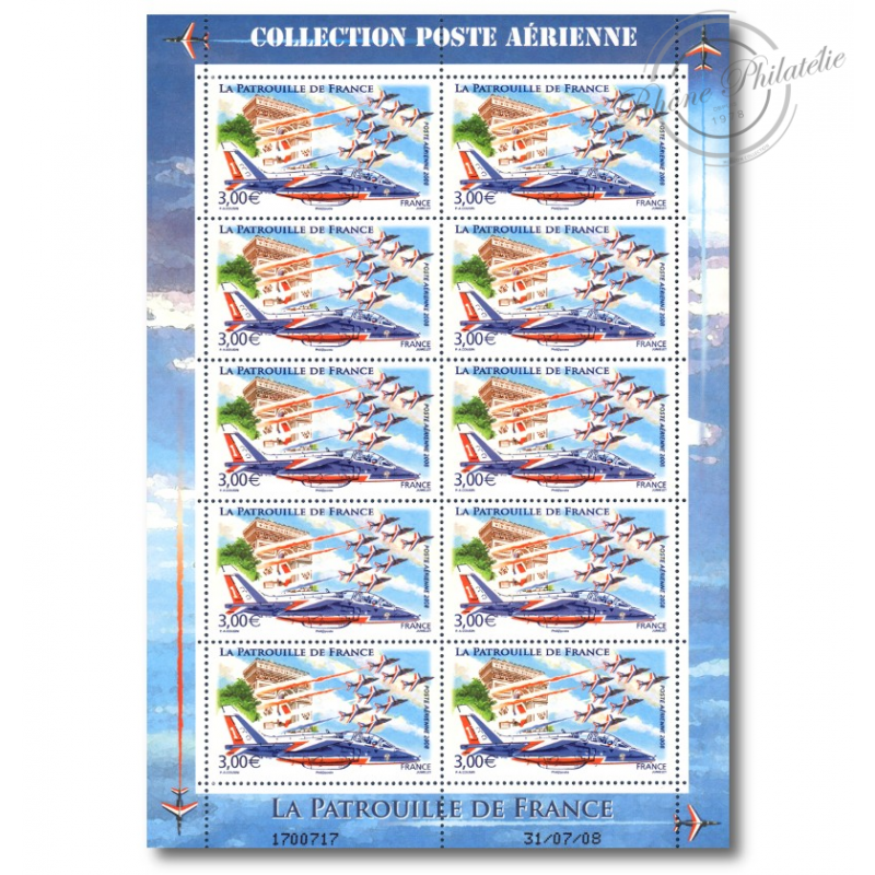 POSTE AÉRIENNE N° 71 LA PATROUILLE 2008 LUXE FEUILLE COLLECTOR 10 TIMBRES NEUFS