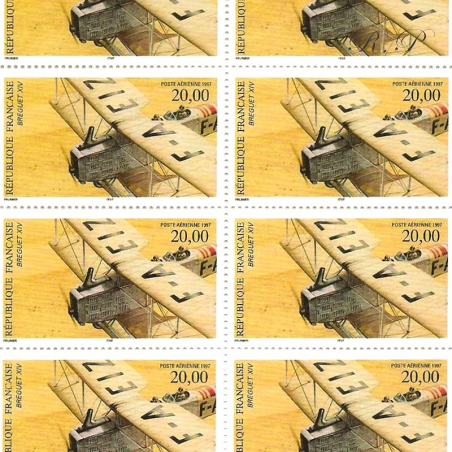 PA N°_61 BIPLAN BREGUET XIV 1997 FEUILLE COLLECTOR 10 timbres