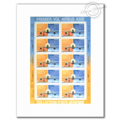 POSTE AERIENNE N° 65 PREMIER VOL AIRBUS A300 LUXE FEUILLE DE 10 TIMBRES NEUFS**