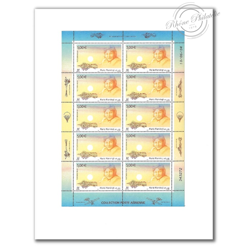 POSTE AÉRIENNE N° 67 MARIE MARVINGT 2004 FEUILLE COLLECTOR 10 TIMBRES NEUFS**