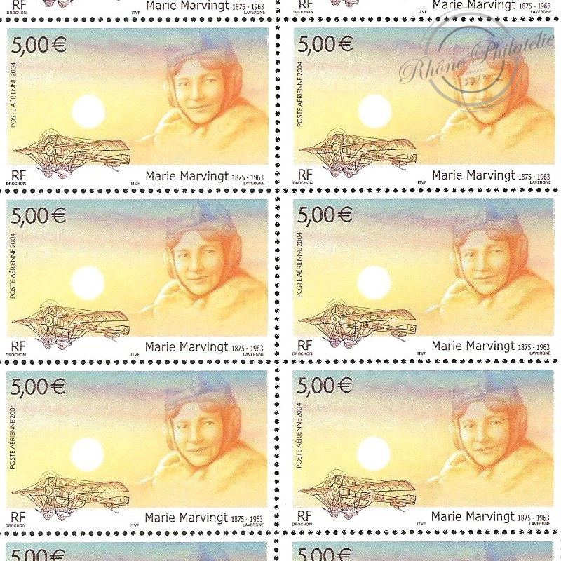 POSTE AÉRIENNE N° 67 MARIE MARVINGT 2004 FEUILLE COLLECTOR 10 TIMBRES NEUFS**