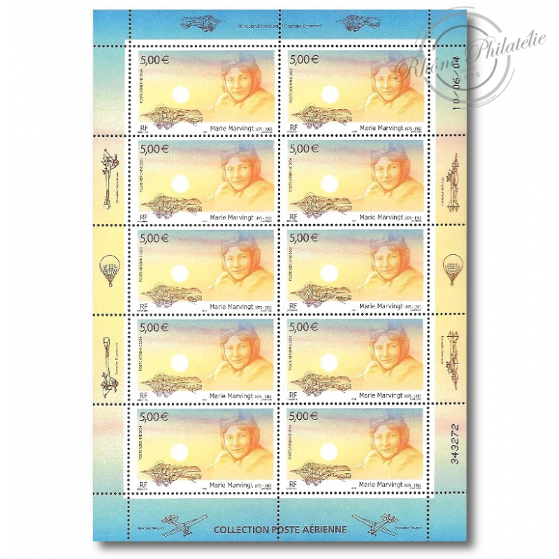 POSTE AÉRIENNE N° 67 MARIE MARVINGT 2004 FEUILLE COLLECTOR 10 TIMBRES NEUFS**