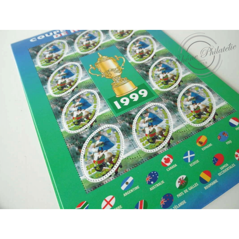 LOT DE 22 BLOCS N°26 COUPE DU MONDE RUGBY 1999, FACIALE 101€