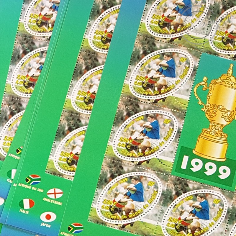 LOT DE 22 BLOCS N°26 COUPE DU MONDE RUGBY 1999, FACIALE 101€