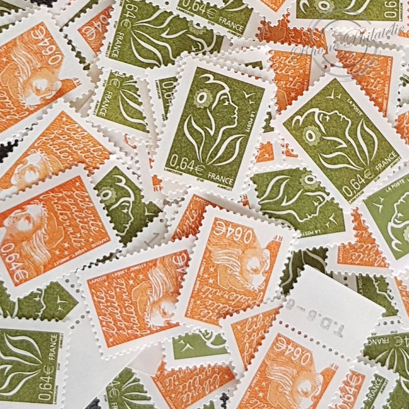 LOT DE 100 TIMBRES FRANCE NEUFS AFFRANCHISSEMENT 0.64 EUROS, SOUS FACIALE