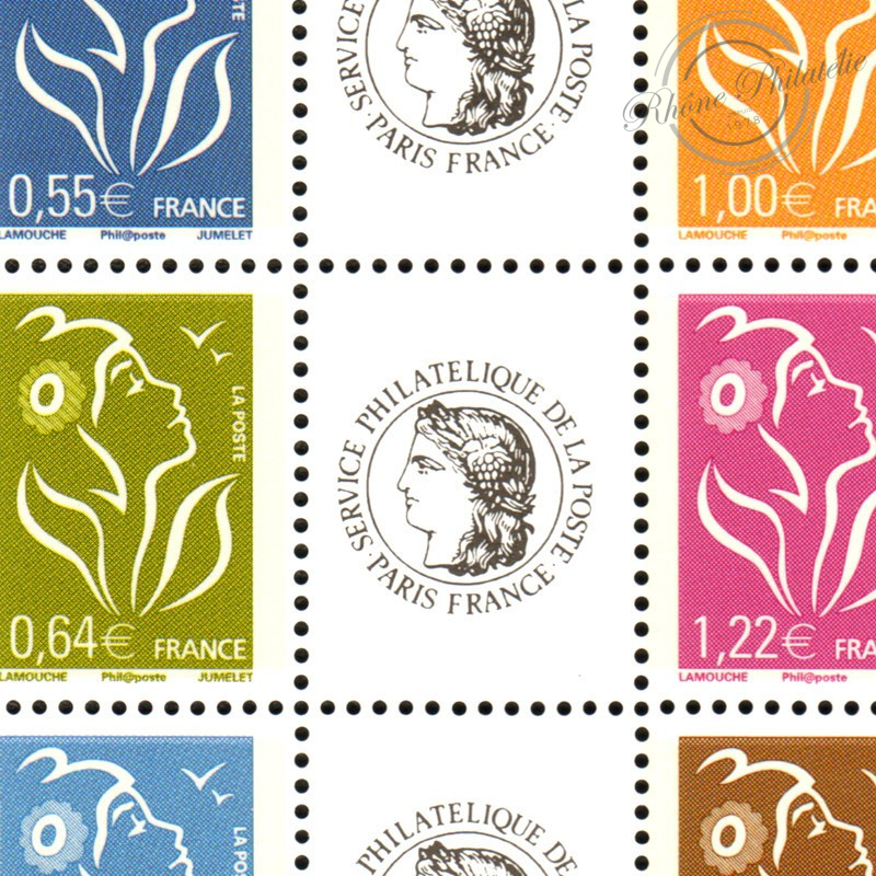 FEUILLE F3925A TIMBRES PERSONNALISÉS MARIANNE LAMOUCHE AVEC VIGNETTE CÉRÈS