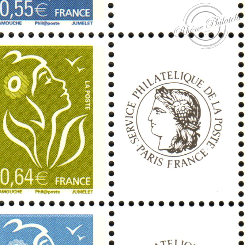 FEUILLE F3925A TIMBRES PERSONNALISÉS MARIANNE LAMOUCHE AVEC VIGNETTE CÉRÈS