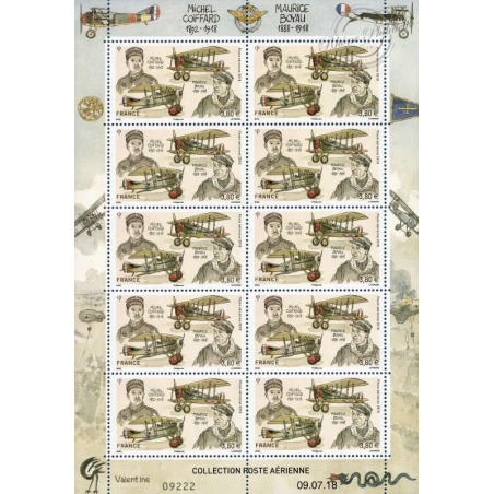 POSTE AÉRIENNE MICHEL COIFFARD - MAURICE BOYAU 2018 FEUILLE 10 timbres