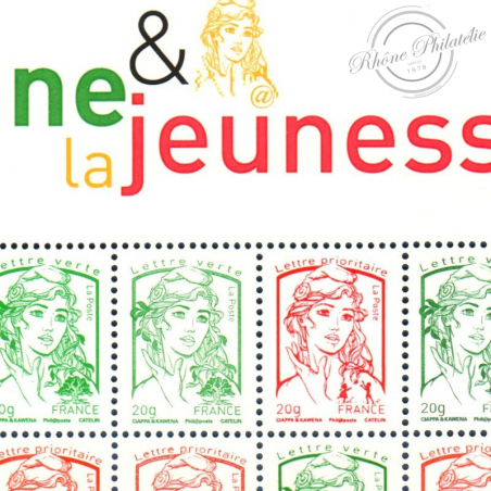 FEUILLE FRANCE F4774A TIMBRES "MARIANNE ET LA JEUNESSE" (2013) FEUILLE COMPLETE