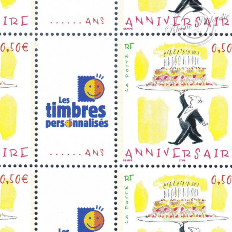 FEUILLE TIMBRES PERSONNALISEES F3688Aa , SEMPE, GOMME MATE VIGNETTE TIMBRES PERSOS