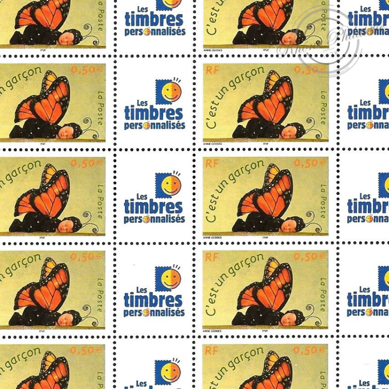 FEUILLE FRANCE F3635A TIMBRES PERSOS C'EST UN GARCON VIGNETTE TIMBRES PERSOS GB