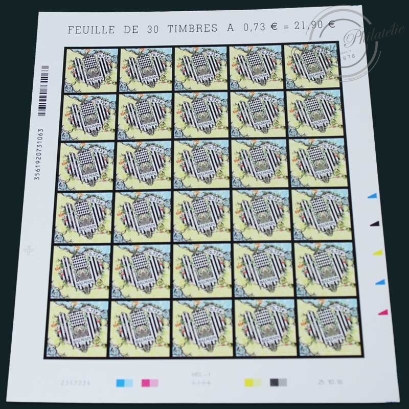 FEUILLE AUTOADHESIVE, CŒUR DE BALMAIN N°1372 TIMBRES**2017-LUXE