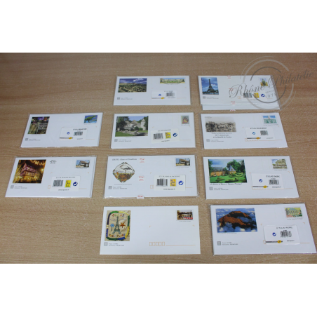 LOT DE 50 ENVELOPPES MONDE, PRÉ-AFFRANCHIES, PAYSAGES FR-LETTRES 20G