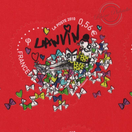FEUILLE TIMBRES-POSTE AUTOADHÉSIFS N°386 CŒURS 2010, MAISON DE COUTURE LANVIN