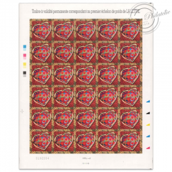 FEUILLE TIMBRES POSTE AUTOADHÉSIFS 72 SAINT VALENTIN CŒURS DE SCHERRER 2006