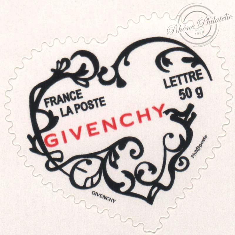 FEUILLE TIMBRES POSTE AUTOADHÉSIFS N°103 CŒURS 2007 GIVENCHY POUR LETTRE 50G